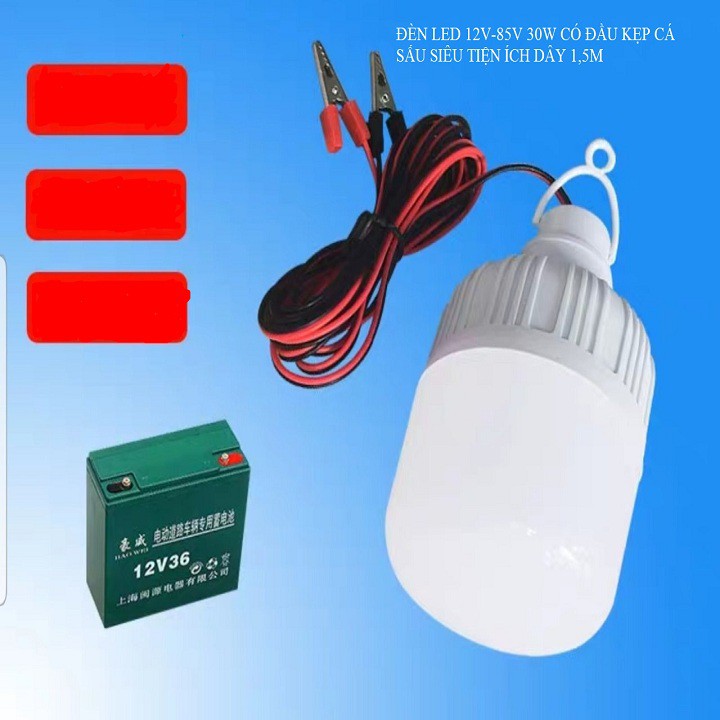 bóng đèn led 20W 12V đến 85V DV  siêu sáng  có đầu kẹp cá sấu  tiện dụng