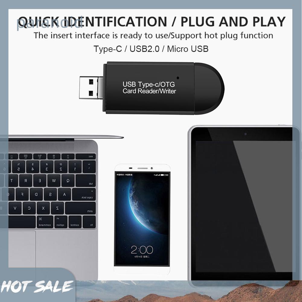 Đầu Đọc Thẻ Nhớ 3 Trong 1 Type-C USB Micro OTG | BigBuy360 - bigbuy360.vn