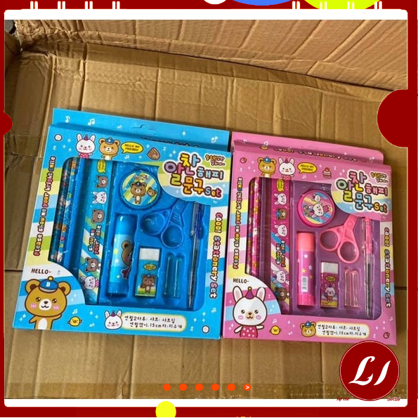 DỤNG CỤ HỌC TẬP  9 CHI TIẾT tặng Chun xoắn nhỏ nhắn cho bé