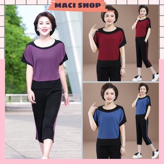 Set đồ nữ trung niên tay ngắn quần lửng ,Bộ đồ lứa tuổi trung niên nữ chất cotton co giãn mềm mại thoáng mát _BL03