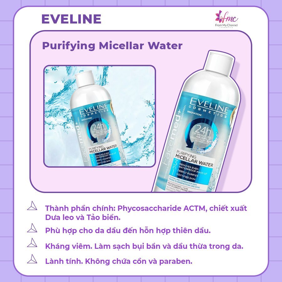 Các Phiên Bản Tẩy Trang Best Seller Từ Hãng Eveline + Tặng 1 túi chườm giảm đau bụng