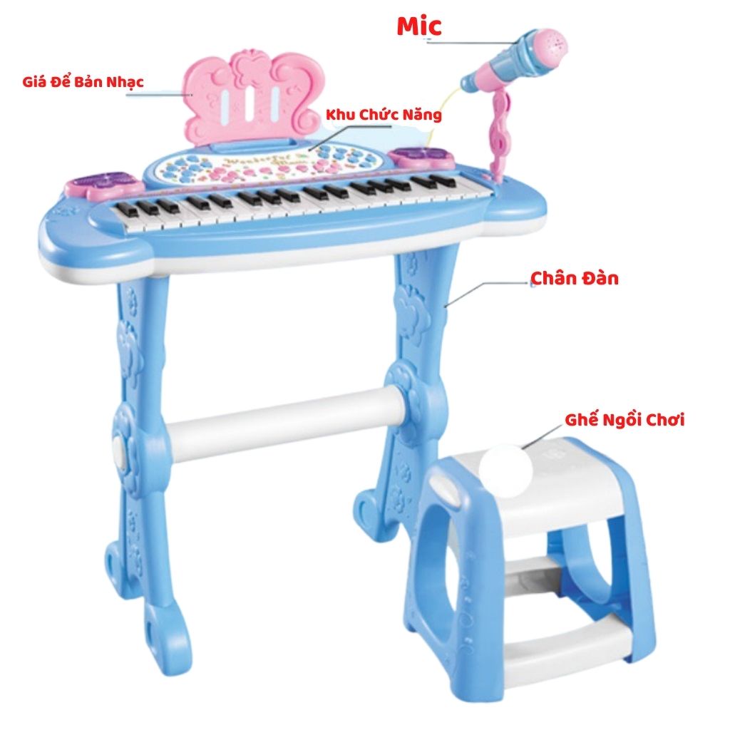 Đồ Chơi Đàn Piano Cao Cấp Có Ghế Ngồi Kèm Micro Chuẩn Âm Cho Bé Phát Triển Toàn Diện, Shop Bố Mốc