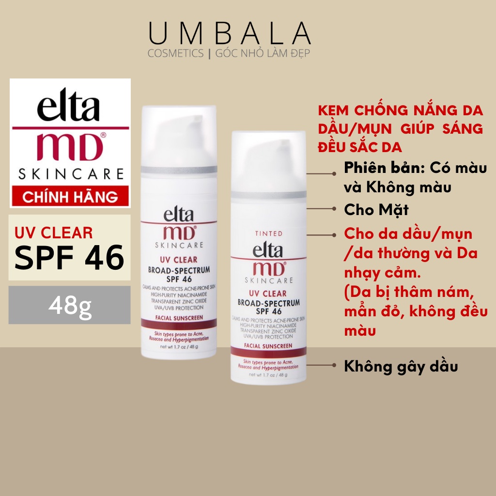 (CTY NK) Kem chống nắng Elta MD SPF 46 (Tinted/Untinted)