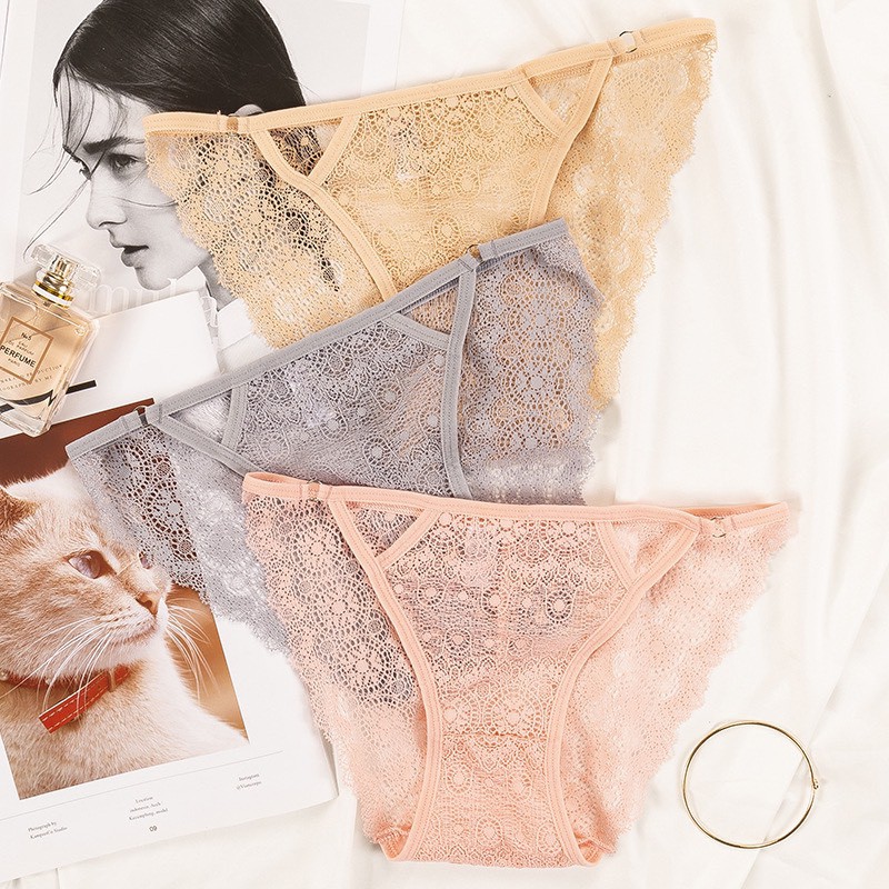 Quần Lót Ren Nữ xuất âu cao cấp một mảnh viền bèo thiết kế ren phối hoa Mẫu 802