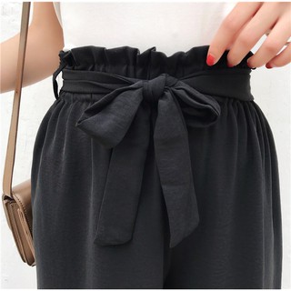 [CÓ ẢNH THẬT] Quần culottes dáng dài thắt nơ