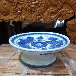 Đĩa trái cây sứ bát tràng cao 7cm đường kính 18.5cm
