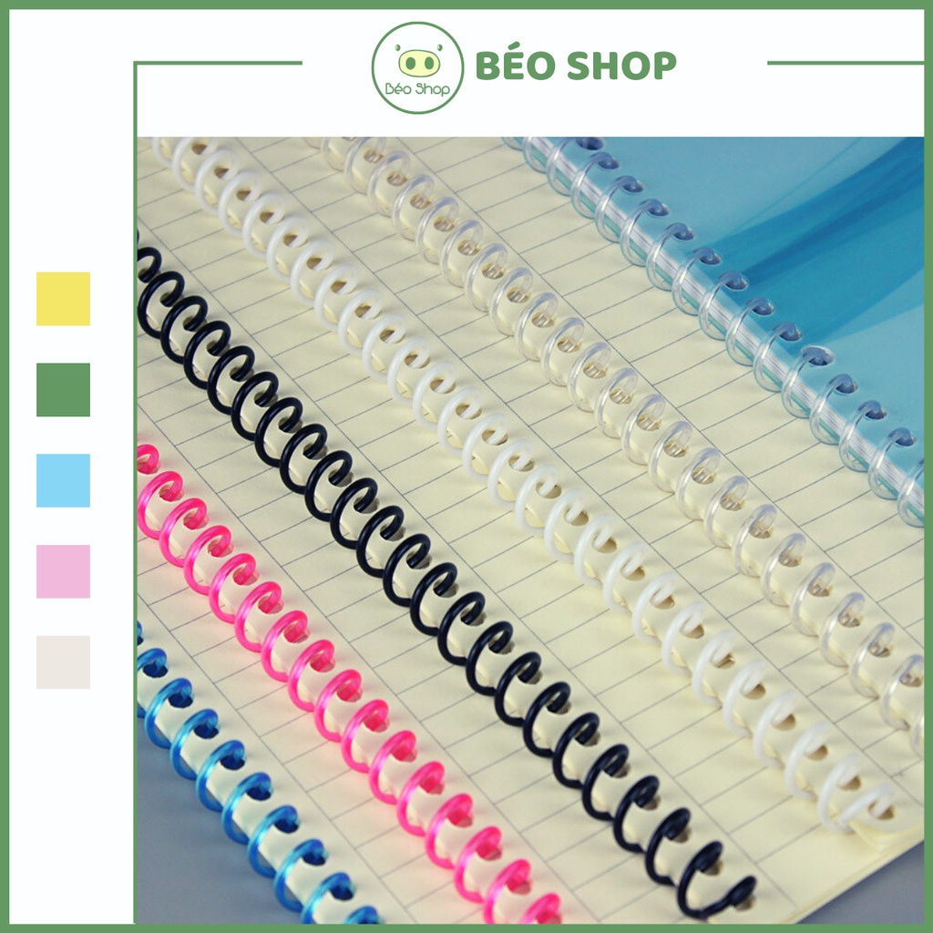 Gáy lò xo làm sổ còng Béo shop còng xoắn nhiều màu bằng nhựa dẻo làm sổ A4 A5 B5 planner bullet journal
