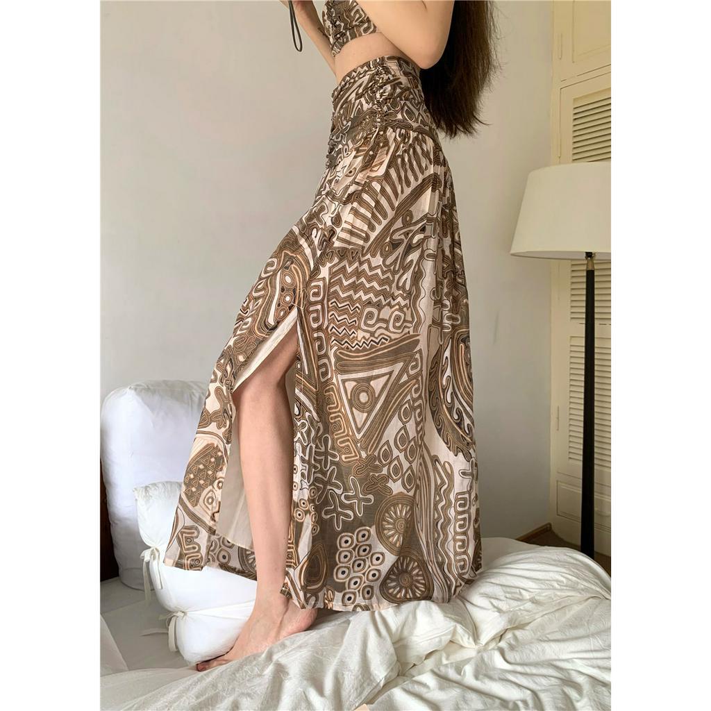 Cocory vn Bộ Áo Tank Top / Chân Váy Lưng Cao / Quần Lót Màu Trơn Thời Trang Hàn Quốc Gợi Cảm Cho Nữ