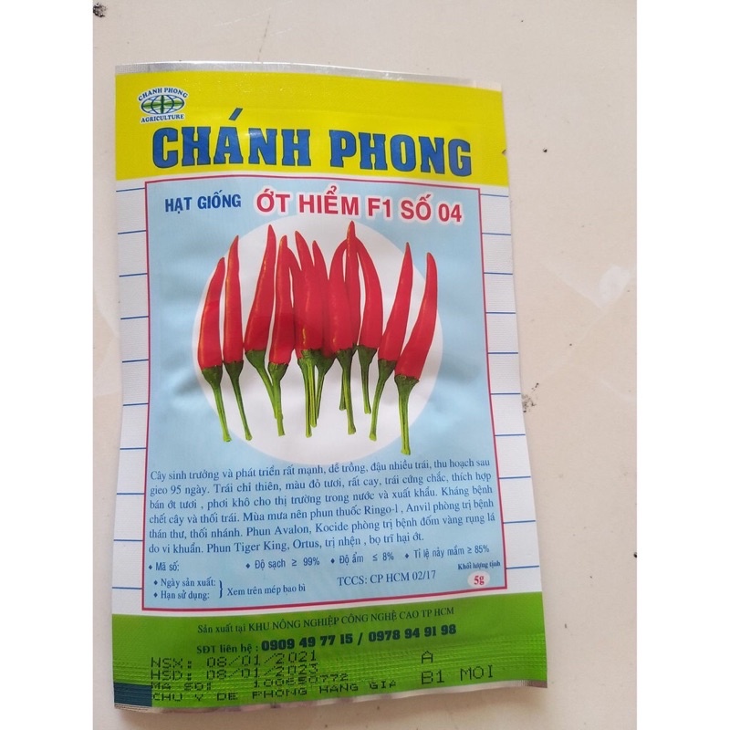 Hạt Giống Ớt Hiểm F1 Số 04 Chánh Phong