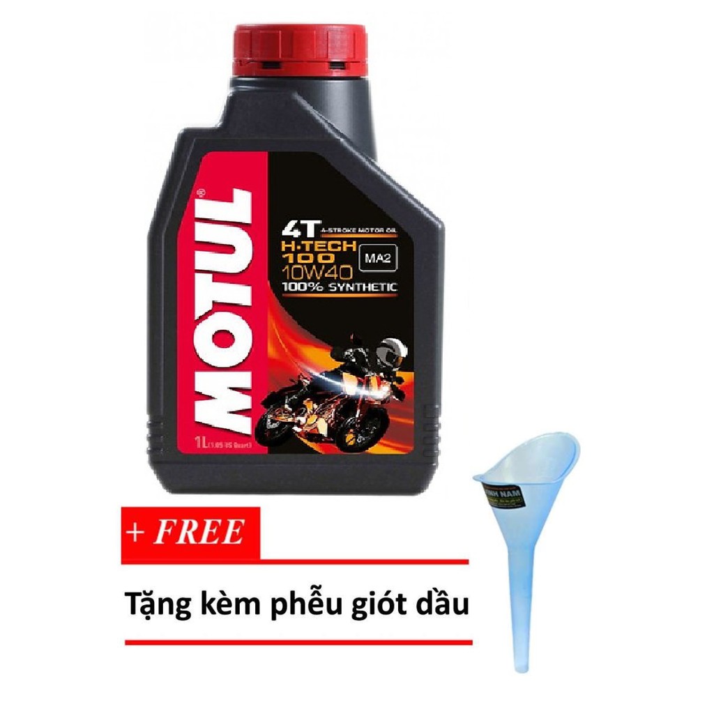 [Mã LIFEAUMAY giảm 10% tối đa 30k đơn 150k] Nhớt tổng hợp xe máy Motul H-Tech 100 10W40 1L tặng Phuễ giót nhớt cao cấp