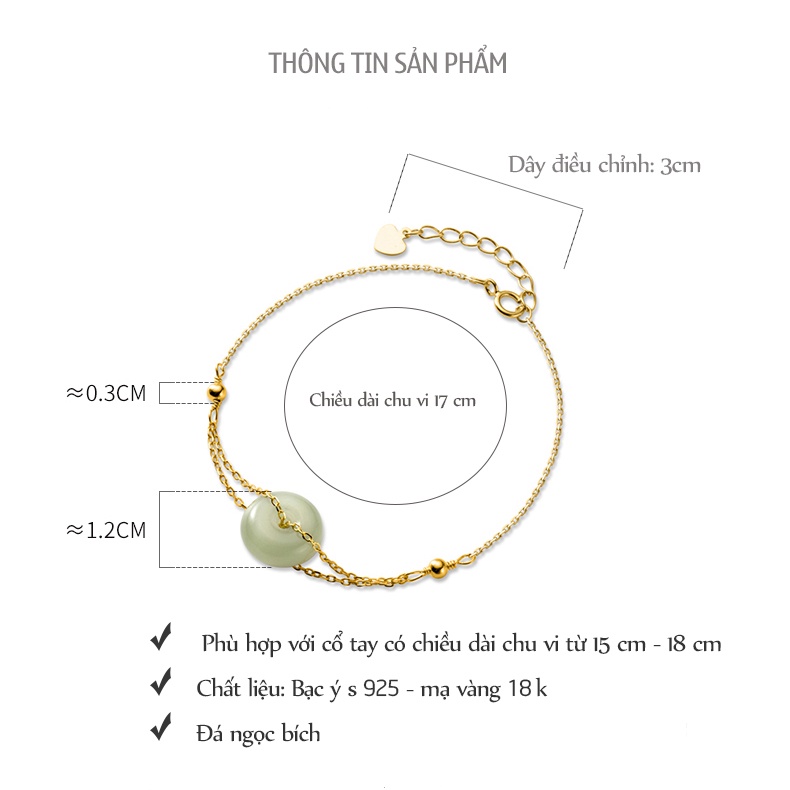 Lắc Tay Bạc Nữ Sang Trọng Gắn Đá Xanh Hàng Thiết Kế Phong Cách Hàn Quốc - L2642 Bảo ngọc jewlery