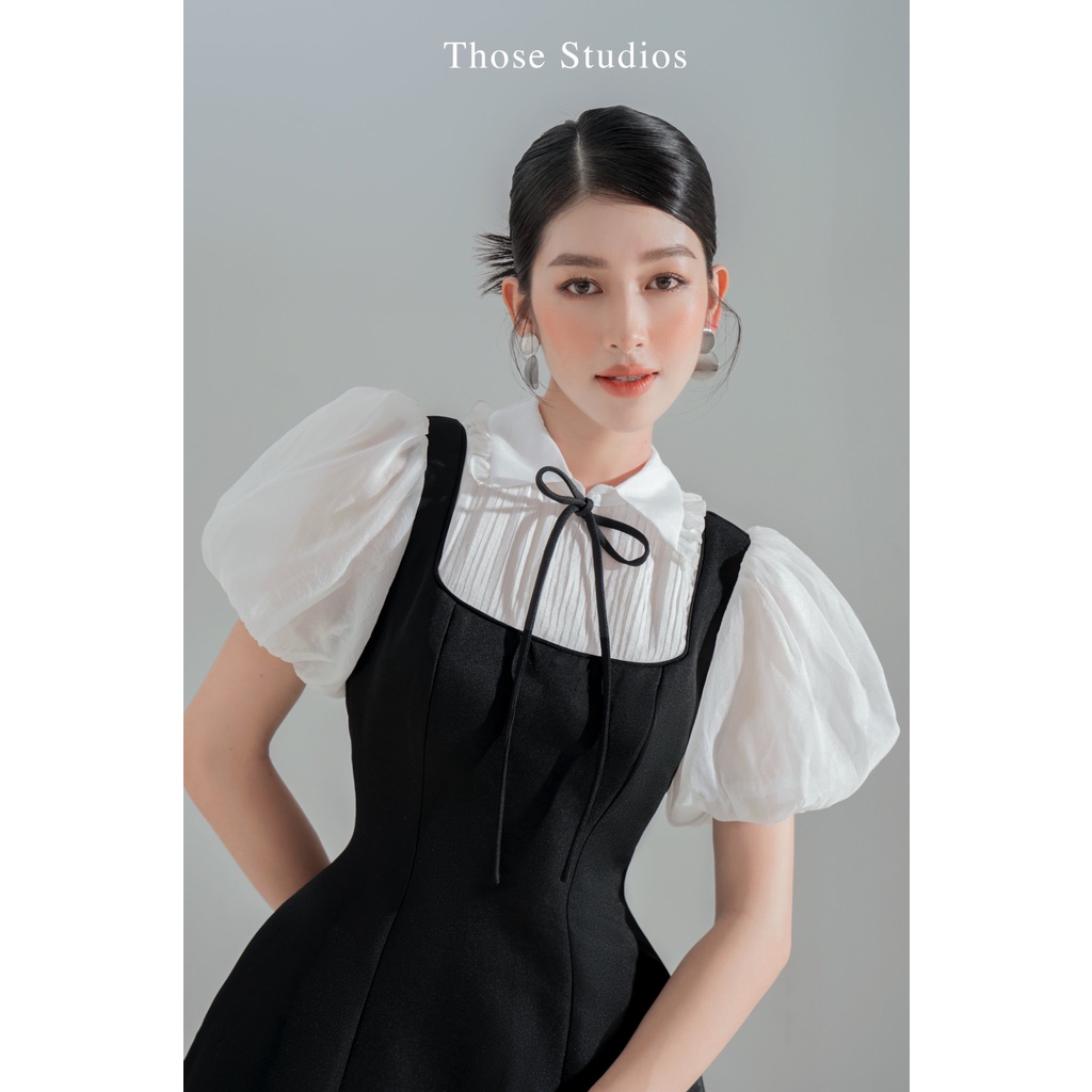 Đầm đen tay phồng, đầm dự tiệc Those Studio dáng chữ a thanh lịch và sang trọng Emily Dress