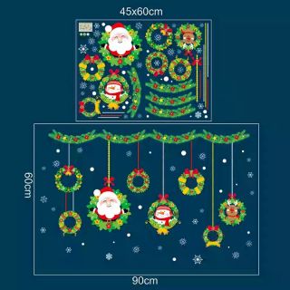 Decal dán tường , dán kính vòng noel (kt 60x90cm)