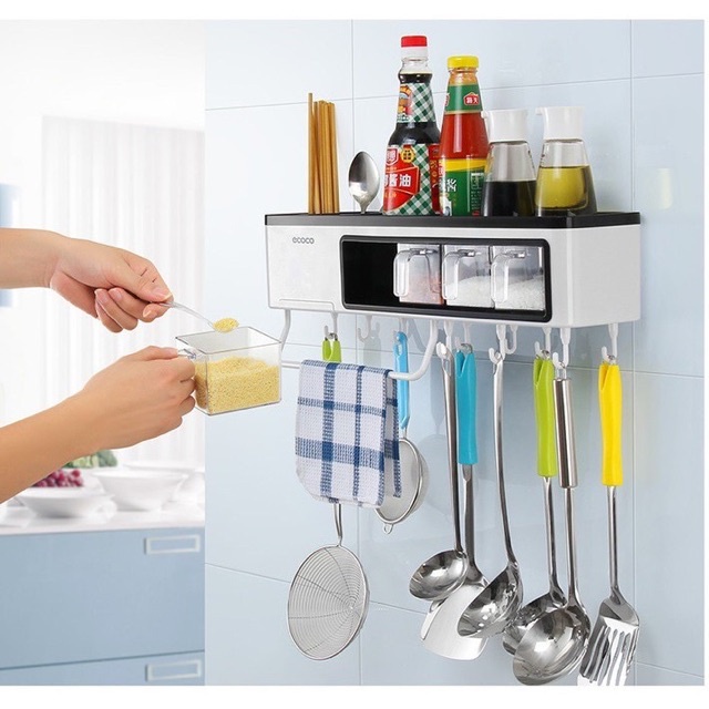 Kệ gia vị đa năng 3 ngăn 4 ngăn Ecoco cắm dao thớt đũa thìa tiện lợi 1714, hàng cao cấp GDTH