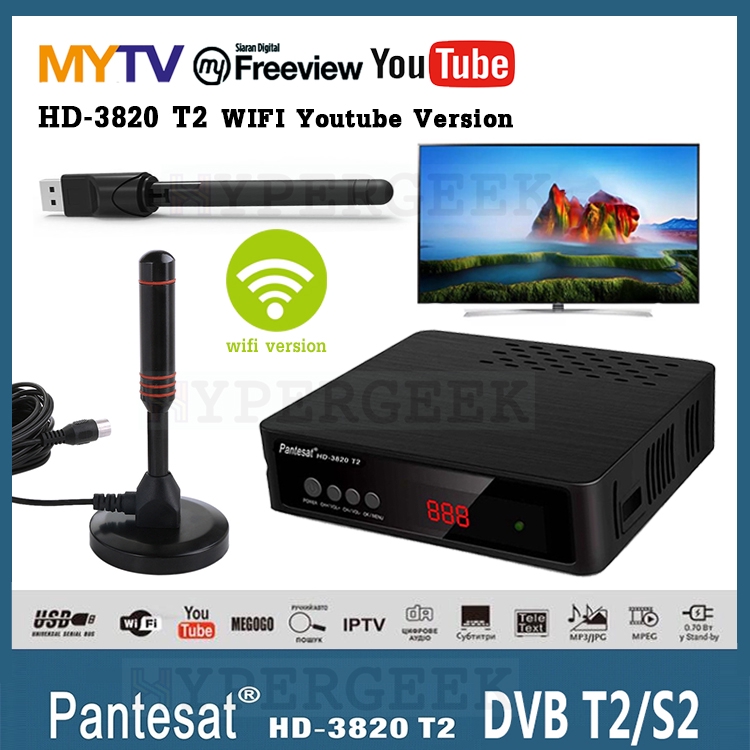 Bộ thiết bị giải mã Tivi Dvb T2 c H.264 Mpeg-4 Full Hd 1080p Youtube Wifi Pvr chất lượng cao