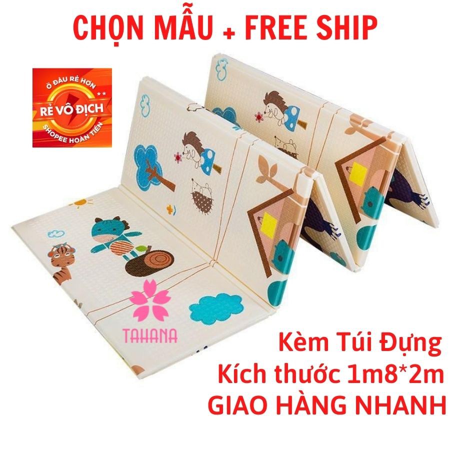 Thảm xốp xpe trải sàn chiếu gấp gọn 2 mặt cho bé xốp trải sàn kích thước 1,8m*2m