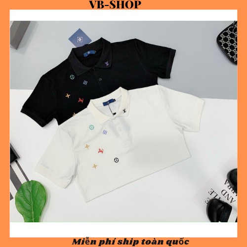 Áo thun nam ngắn tay cổ polo cao cấp giá rẻ in họa tiết sang trọng vải cotton co giãn bốn chiều VBSHOP0010