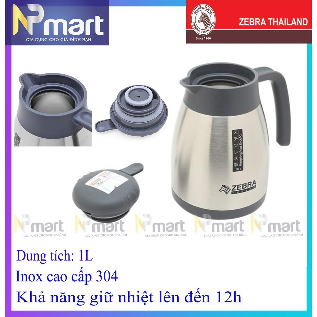 Bình Giữ Nhiệt Zebra Smart II  cao cấ Thái Lan 1L - 112964