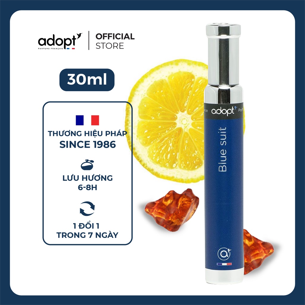 Nước hoa nam Adopt' BLUE SUIT Hương thơm nam tính | Nước hoa Pháp chính hãng - Adopt' Eau de Parfum For Men 30ml