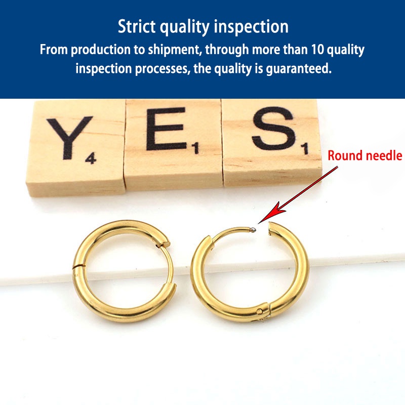 1 Chiếc Bông Tai Khoen Tròn Bằng Thép Titan Không Gây Dị Ứng Phong Cách Hàn Quốc