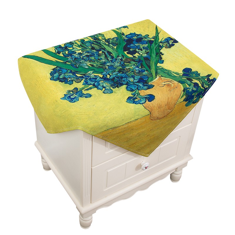 Vỏ Bọc Đầu Giường Ngủ Vải Cotton Lanh In Hình Hoa Hướng Dương Sơn Dầu Van Gogh