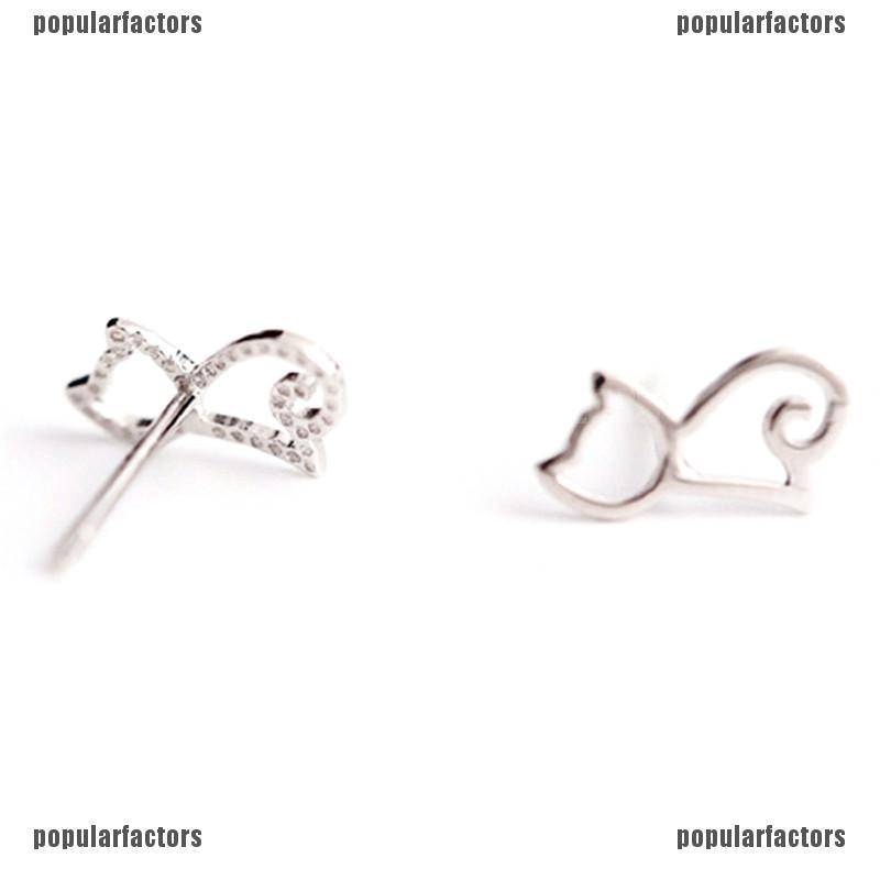 Bông Tai Bạc Hình Mèo Dễ Thương Cho Nữ