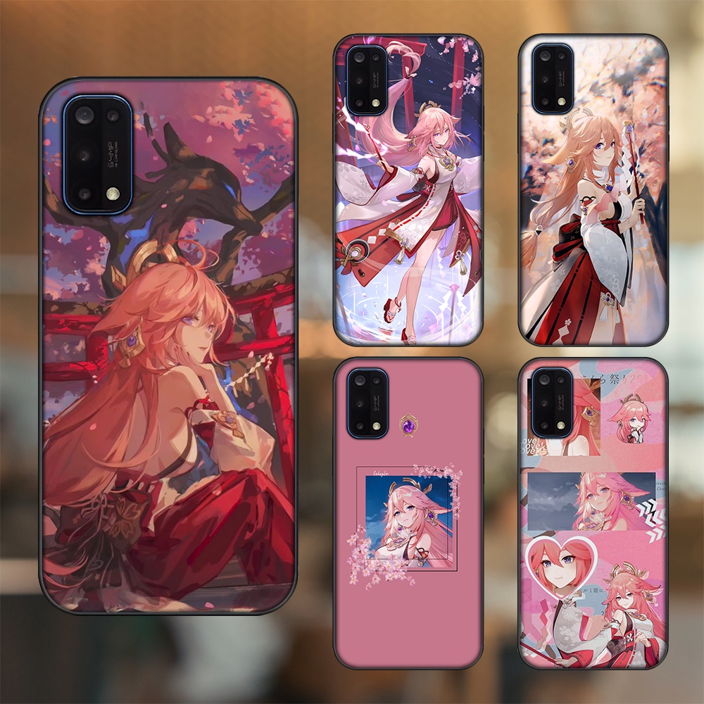 Ốp lưng Realme 7 Pro viền đen in hình Yae Miko Genshin Impact