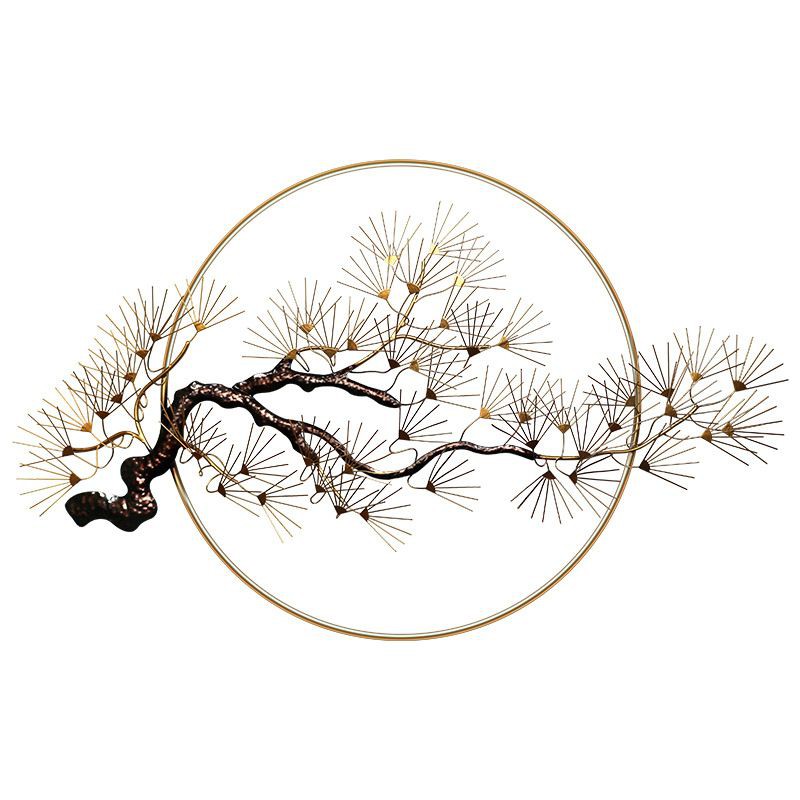 Decor sắt nhành cây hoa vàng 3D thương hiệu Bisa mã 2088