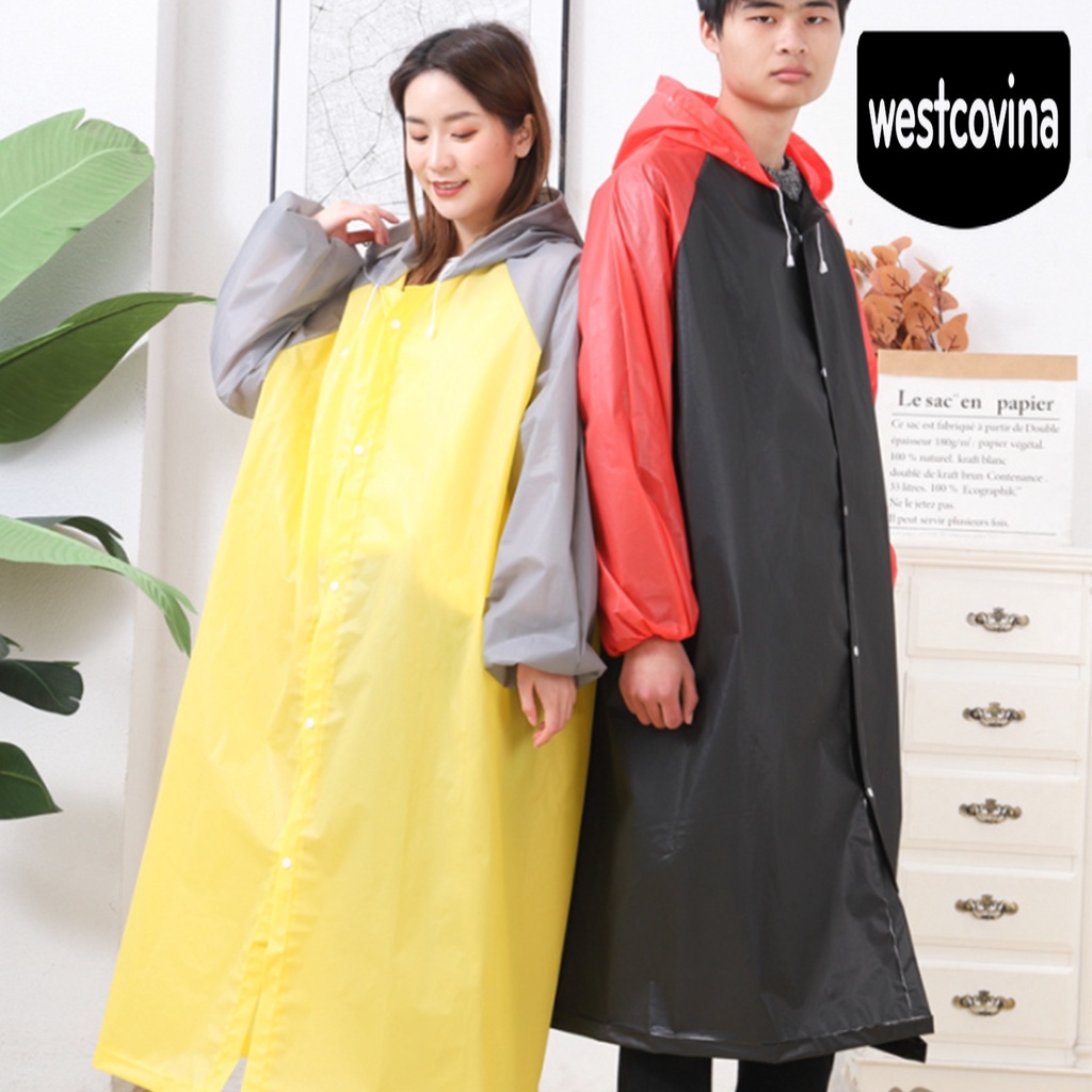 [Hot]☀ Áo Mưa Dáng Dài Có Mũ Trùm Đầu Thiết Kế Dây Thừng Thời Trang Unisex