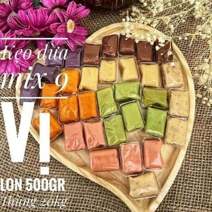 Kẹo dừa dẻo mix 9vị hàng xuất khẩu 500g