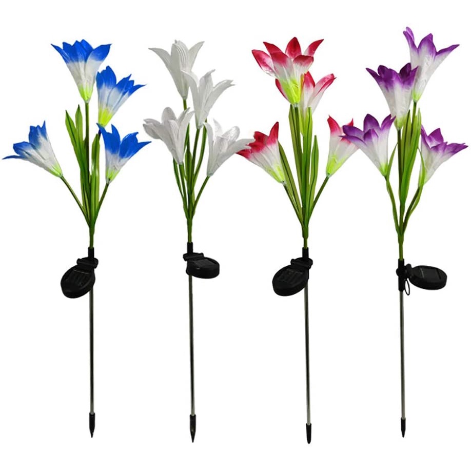 Đèn Trang Trí Sân Vườn Chống Nước Hình Hoa Lily Lớn Hơn 4 Chế Độ Chạy Bằng Năng Lượng Mặt Trời