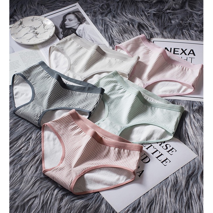 Quần lót nữ cotton kẻ kháng khuẩn thun lạnh dễ thương sexxy gợi cảm (6 màu) | BigBuy360 - bigbuy360.vn
