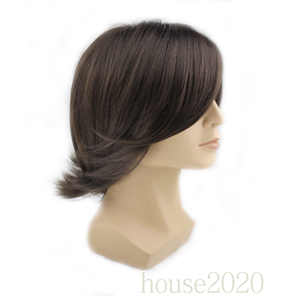 Tóc giả cosplay nam dài vừa phải + xoăn gợn sóng có mái