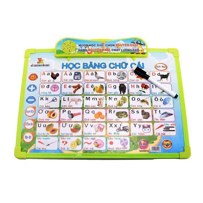 Bảng chữ cái điện tử babyoovn gồm 5 tờ 11 chủ đề, bảng chữ thông minh giúp bé phát triển nghe nói (tặng pin kèm theo)