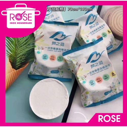 Khăn tắm nén du lịch tiện lợi (70x140cm) - Khăn tắm khách sạn Cotton dạng viên nén nhỏ gọn tiện dụng