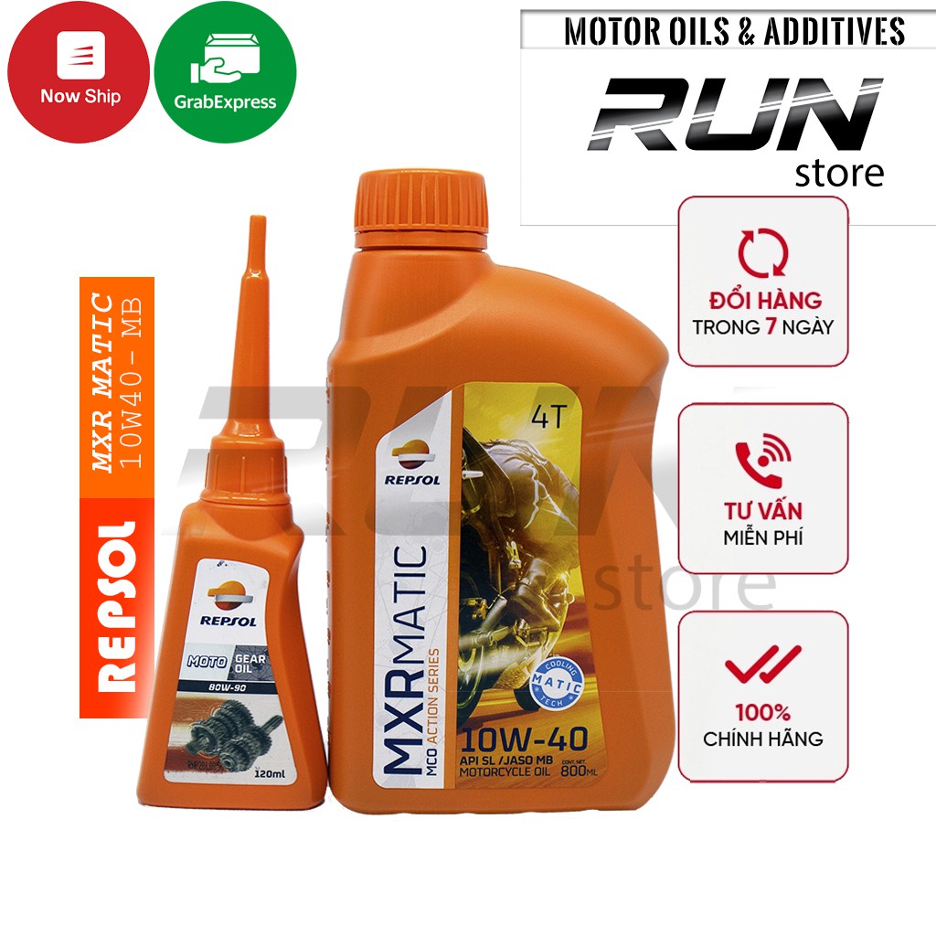 Combo Nhớt Xe Tay Ga REPSOL MXR MATIC 10w40 800ml Và Nhớt Hộp Số Repsol Gear Oil 120ml – Nhập Khẩu Indonesia