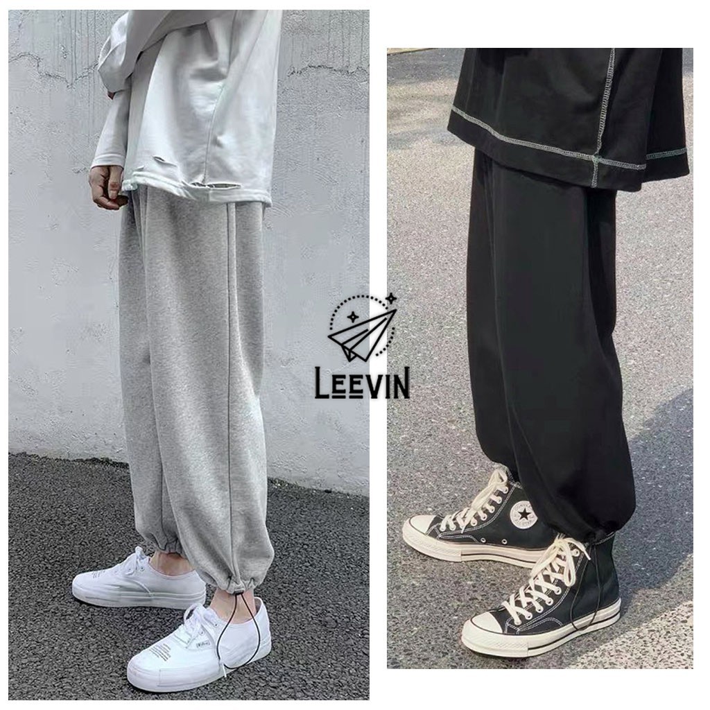 Quần Ống Rộng Nam Jogger Suông LEEVIN Unisex Rút Gấu Kiểu Quần ống rộng thun Hàn Quốc Thể Thao - Leevin Store - Hàng nhậ