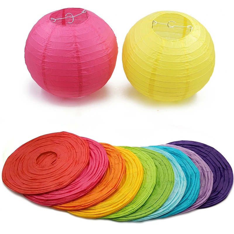 Lồng Đèn Giấy Hình Tròn 6 Inch Treo Trang Trí Lễ Hội Giáng Sinh Nhiều Màu Sắc Kiểu Trung Hoa