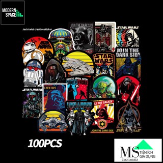 Sticker PVC Hoạt Hình Star Wars Cuộc chiến giữa các vì sao ST-089 - Cả bộ 100 hình dán Chống nước Dán mũ bảo hiểm