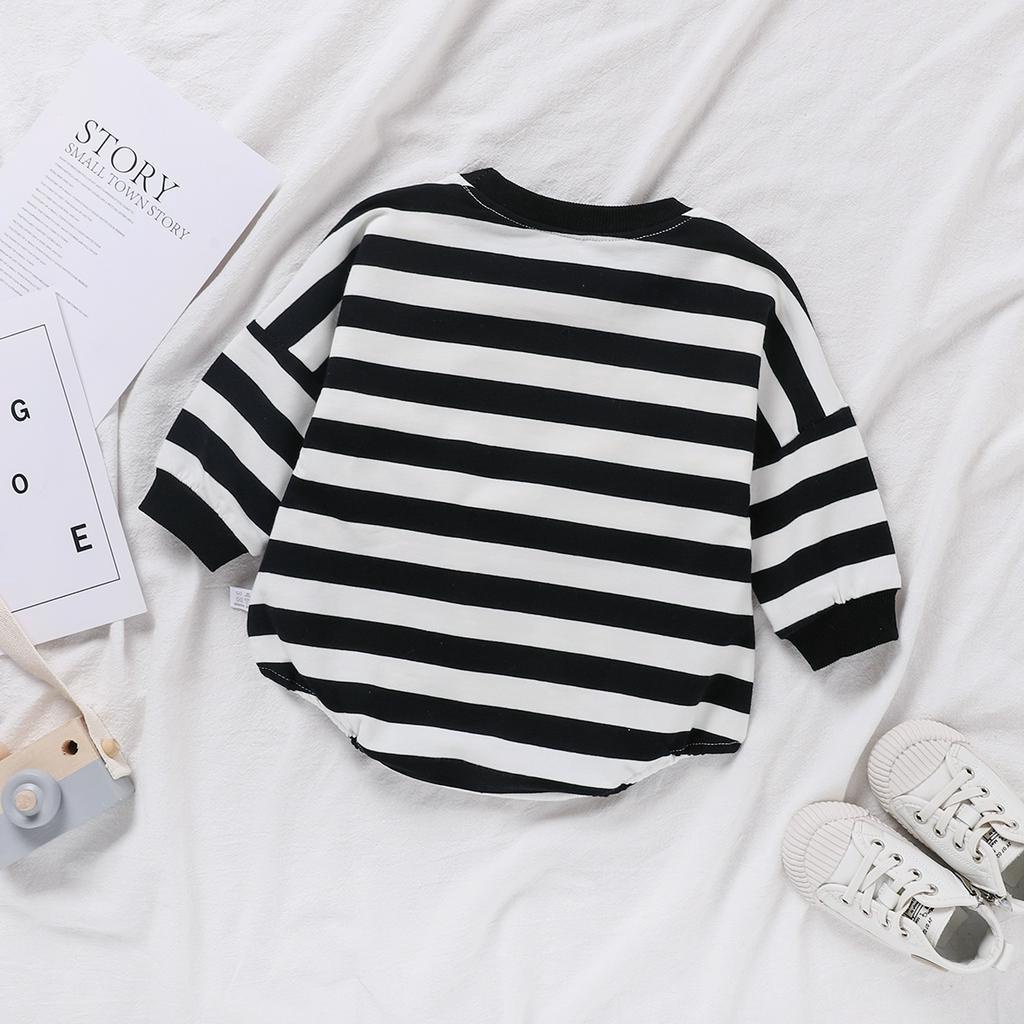 Jumpsuit Tay Dài Hoạ Tiết Kẻ Sọc Cho Trẻ Sơ Sinh