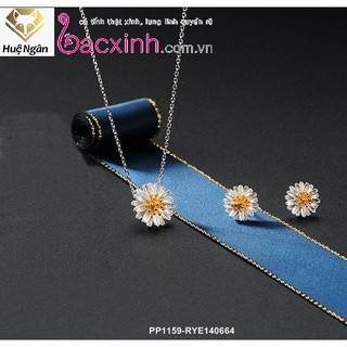 Combo dây chuyền bạc và bông tai bạc Ý 925 Bạc xinh Huệ Ngân - Cúc họa mi PP1159-RYE140664