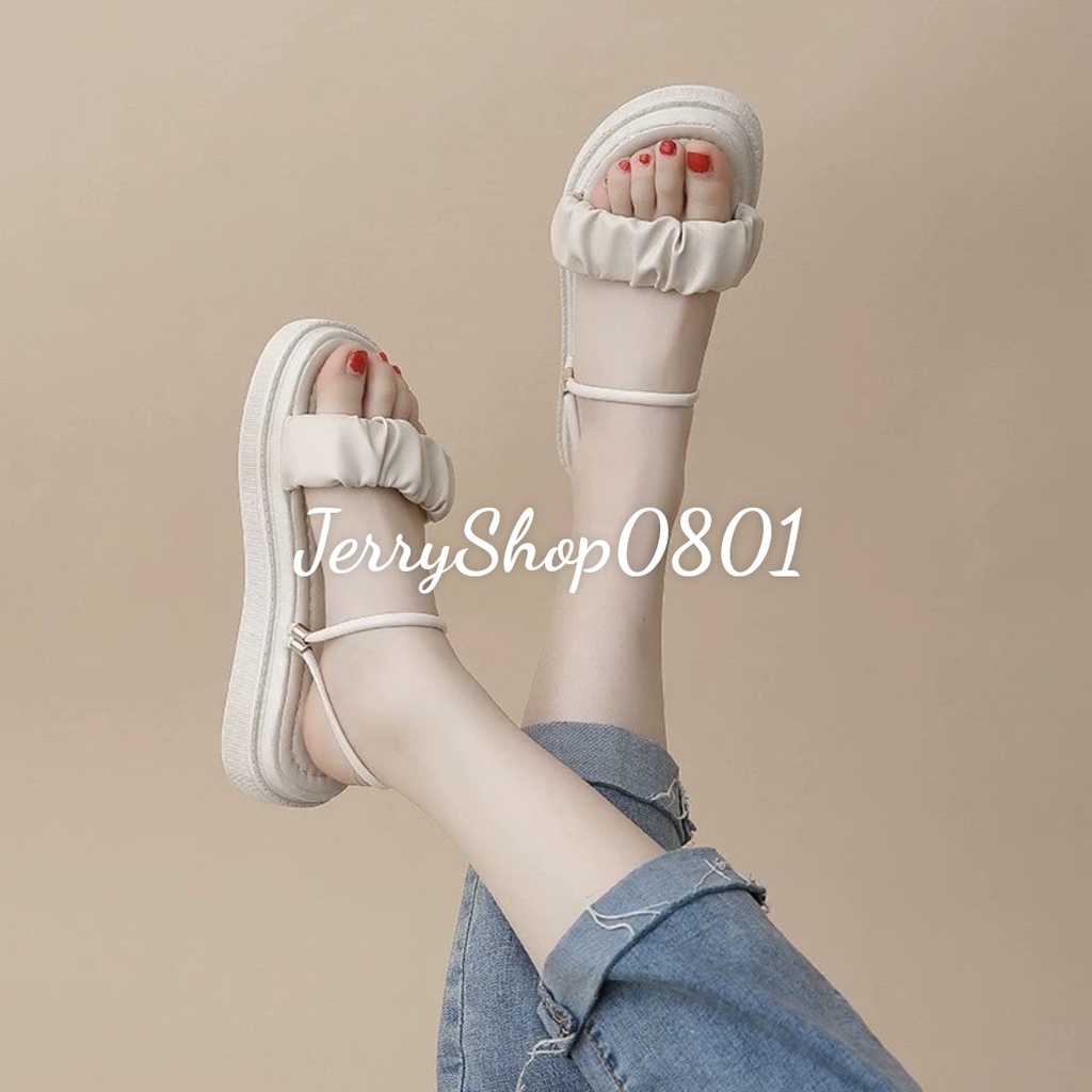 Sandal nữ đế BÁNH MÌ 3P QUAI NHÚN 2IN1 MANG 2 KIỂU siêu xinh