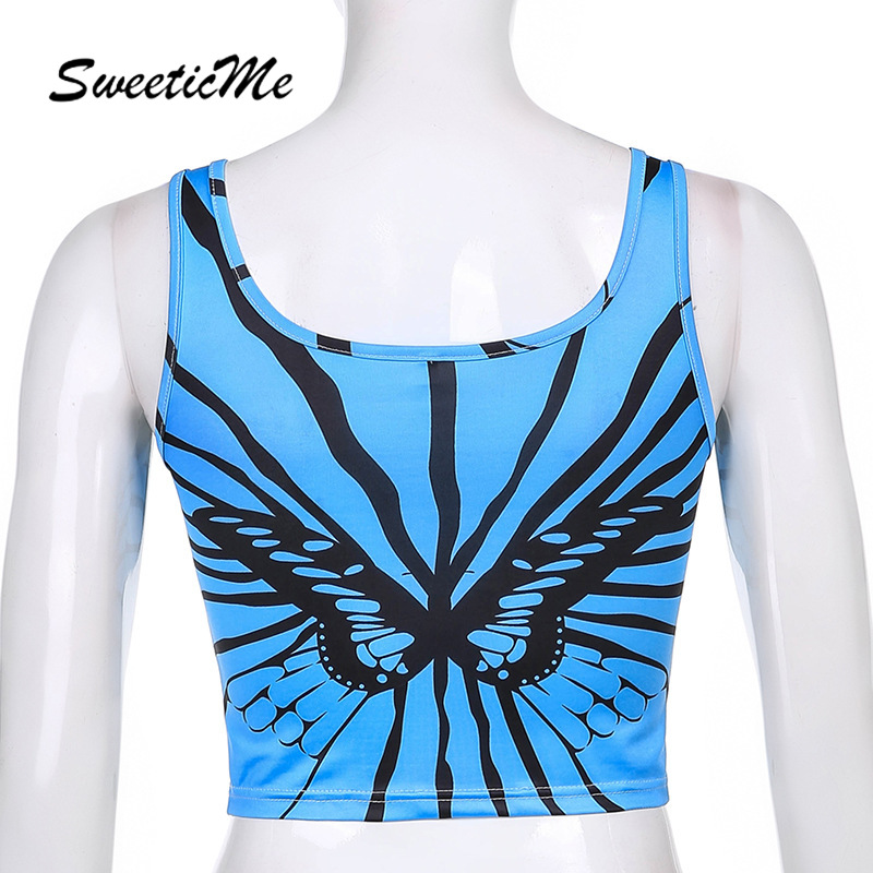 Áo Croptop Sát Nách In Hình Bướm Phối Màu Tương Phản Quyến Rũ Cho Nữ 2021 | BigBuy360 - bigbuy360.vn