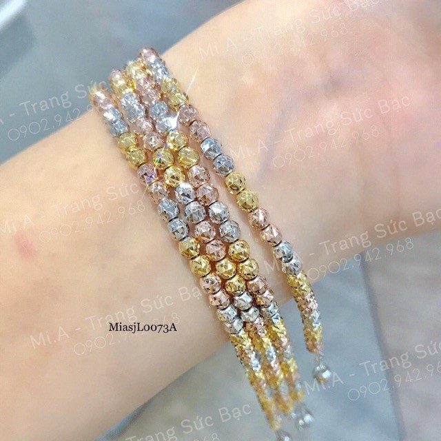 [Ảnh thật kèm clip] Lắc bi nữ Bạc Ý S925 xi 3 màu cao cấp L0073A | Mi.A Trang sức bạc