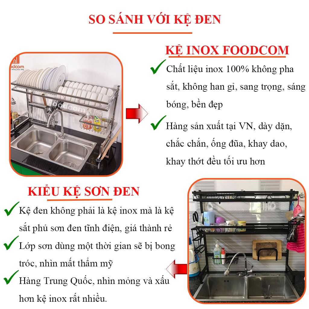 Kệ chén bát thông minh để bồn rửa - Foodcom - Made in Việt Nam - Nhiều size | BigBuy360 - bigbuy360.vn