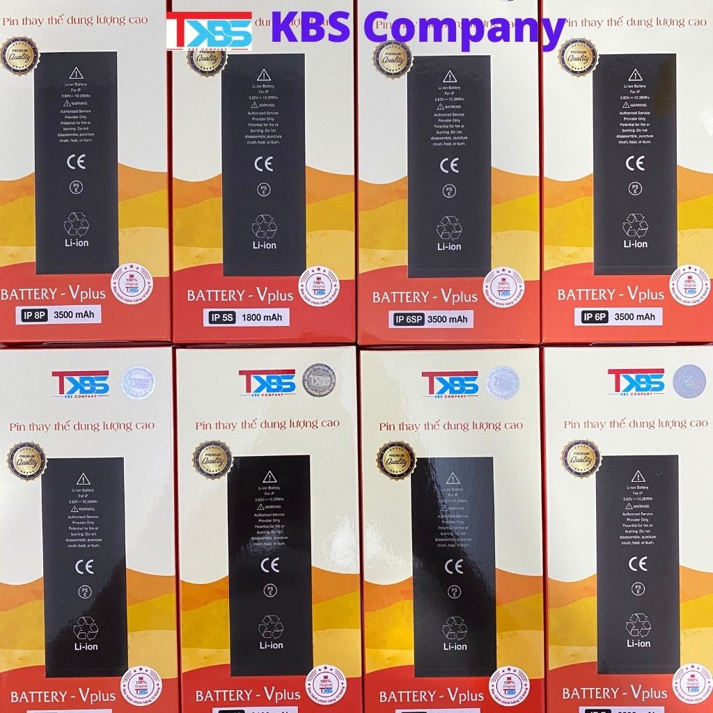 Pin iPhone Dung Lượng Cao- Vplus KBS cho máy 5S, 6, 6S, 6 Plus, 6S Plus, 7, 7 Plus, 8, 8 Plus, IPX. BH 12 tháng.