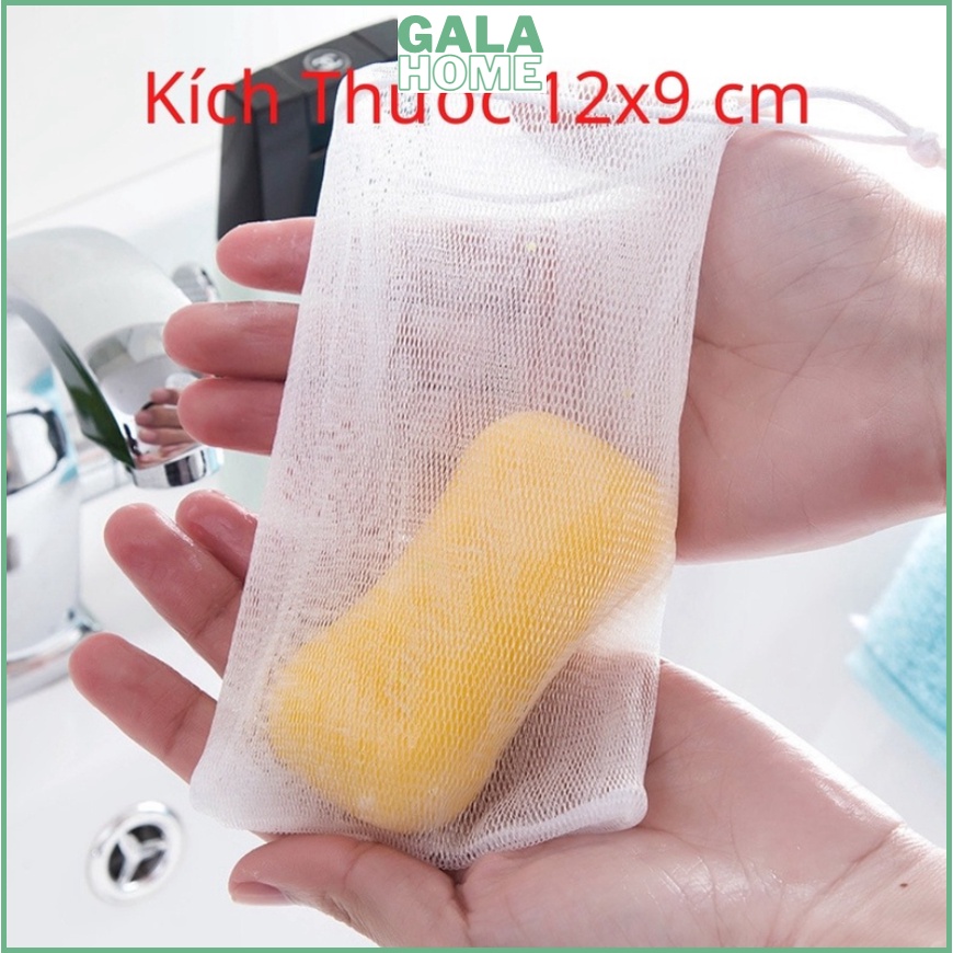 Túi Lưới Đựng Xà Phòng Tạo Bọt Tiện Lợi, Túi Tạo Bọt Có Dây Rút Kích Thước GALA HOME