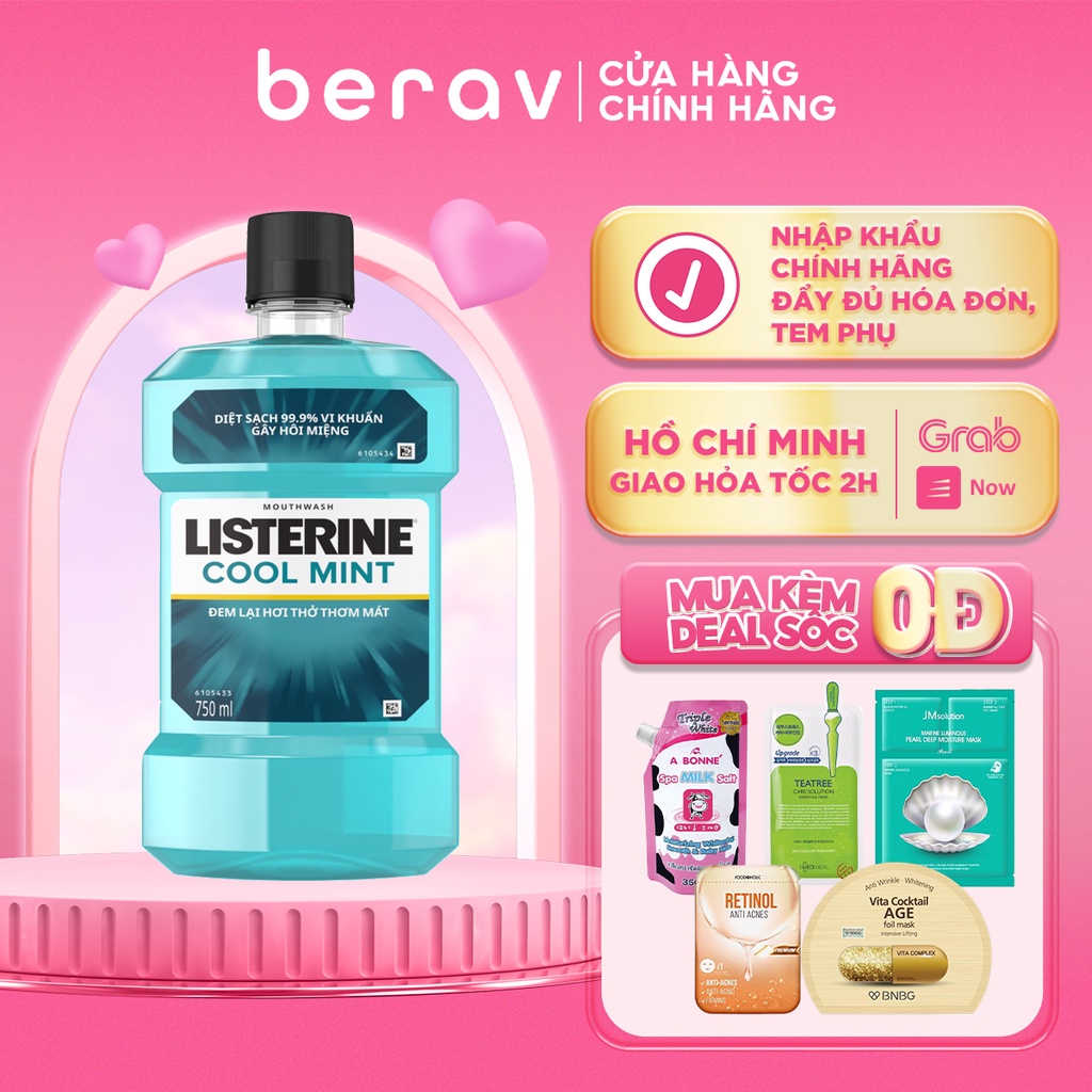 Nước Súc Miệng Listerine Diệt Khuẩn, Giữ Hơi Thở Thơm Mát Listerine Coolmint Mouthwash 750ml