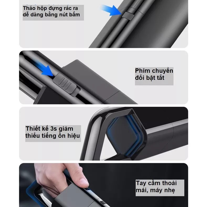 Máy hút bụi gia đình12V Công suất cao không dây 120W máy hút bụi ô tô  hút mạnh Cũng có thể hút lông thú cưng