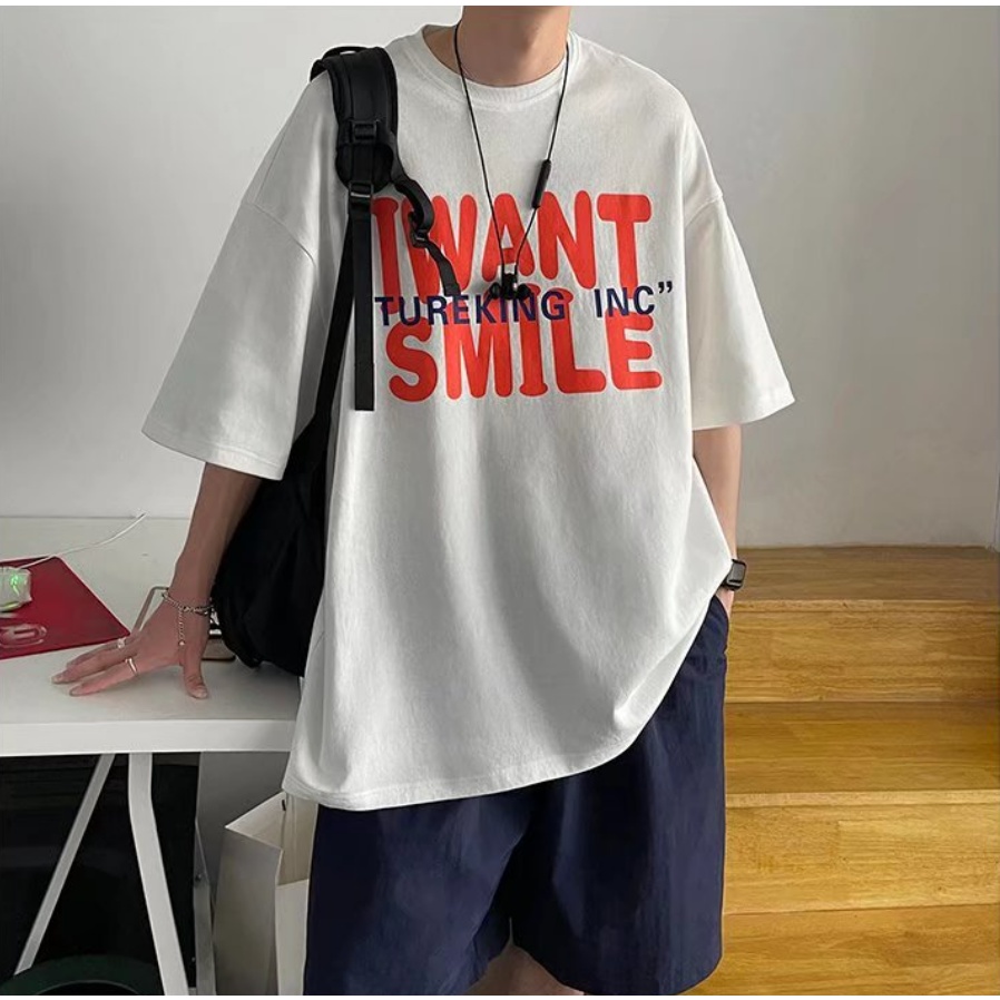 Áo Thun Nam Tay Ngắn In Chữ Thời Trang Hàn Quốc